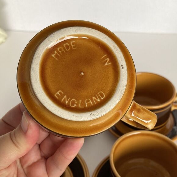 Vintage MCM Royal‎ Alma Staffordshire Ironware Cups and Sucers Set of 4 - Picture 9 of 16